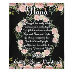 Custom Kids Name Floral Blanket - Gifts for Nana on Mother's Day - ARNOVIC