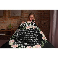 Custom Kids Name Floral Blanket - Gifts for Nana on Mother's Day - ARNOVIC