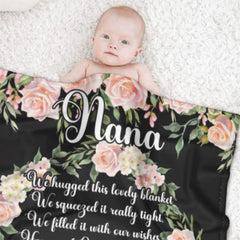 Custom Kids Name Floral Blanket - Gifts for Nana on Mother's Day - ARNOVIC