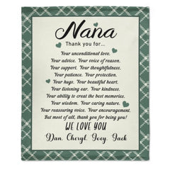 Custom kids name Grandma Soft Blanket - Gift for Grandma Nana Mom Birthday Mother's day - ARNOVIC