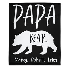 Custom Name Papa Bear Blanket - Gift for Dad - OLESA