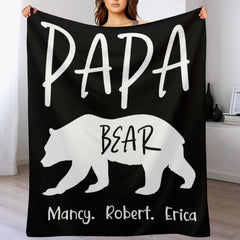 Custom Name Papa Bear Blanket - Gift for Dad - OLESA