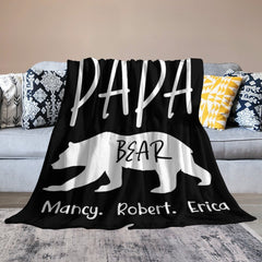 Custom Name Papa Bear Blanket - Gift for Dad - OLESA