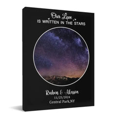 Custom Night Sky Map Canvas Wall Art - Personalized Anniversary Gift - OLESA