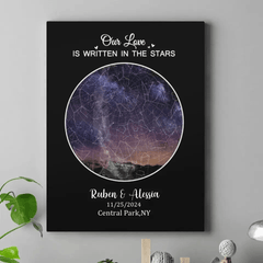 Custom Night Sky Map Canvas Wall Art - Personalized Anniversary Gift - OLESA