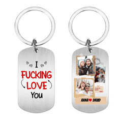 Custom Personalized Couple Photo Aluminum Keychain - I Love You - OLESA