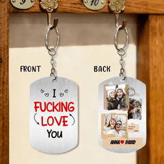 Custom Personalized Couple Photo Aluminum Keychain - I Love You - OLESA
