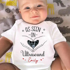 Custom Photo As Seen On Ultrasound - Family Personalized Custom Baby Onesie - Mother's Day, Baby Shower Gift, Gift For First Mom - OLESA
