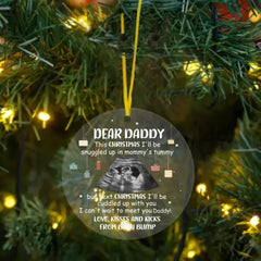 Custom Photo Baby Bump To Daddy, Mommy - Christmas Gift For New Parents - Personalized Circle Acrylic Ornament - OLESA