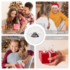 Custom Photo Baby Bump To Daddy, Mommy - Christmas Gift For New Parents - Personalized Circle Acrylic Ornament - OLESA