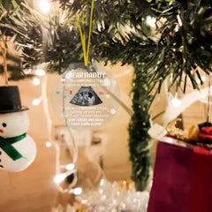 Custom Photo Baby Bump To Daddy, Mommy - Christmas Gift For New Parents - Personalized Circle Acrylic Ornament - OLESA