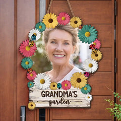 Custom Photo Grandma's Garden - Family Personalized Custom Shaped Home Decor Sign - House Warming Gift For Mom, Grandma - OLESA