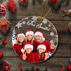 Custom Photo Inserted Family Christmas Personalized Acrylic Ornament - OLESA