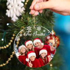Custom Photo Inserted Family Christmas Personalized Acrylic Ornament - OLESA