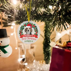 Custom Photo Pawsitively Excited For The First Christmas - Dog & Cat Personalized Custom Ornament - OLESA