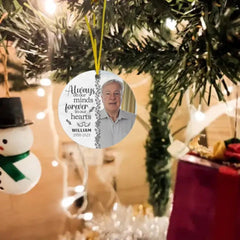 Custom Photo You'll Be Forever In Our Hearts - Memorial Personalized Round Shaped Acrylic Ornament - Christmas Gift, Sympathy Gift - OLESA