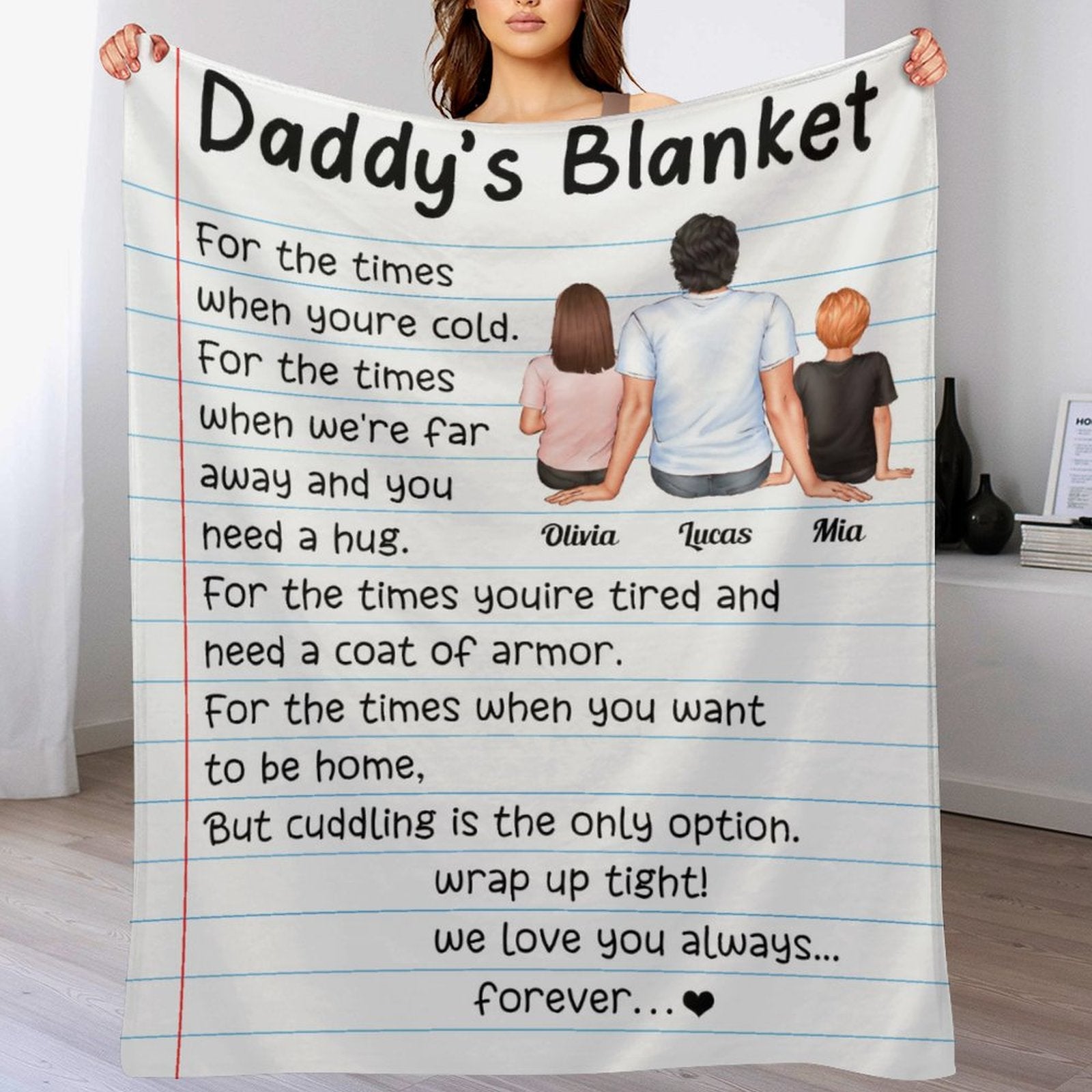 Daddy's Blanket - Personalized Blanket - Birthday, Father's Day Gift For Father, Dad, Papa - OLESA