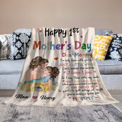 Dear Mommy Happy 1St Mother's Day - Personalized Blanket - OLESA