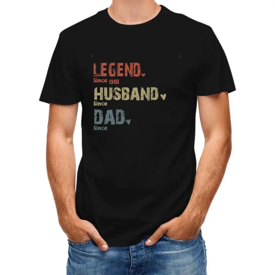 Family Personalized Custom Unisex T-shirt Hoodie - Legend, Husband, Dad And Papa Since - OLESA