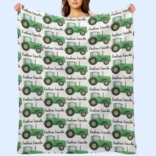 Farm Tractor Custom Name Blanket - Gifts for baby - OLESA