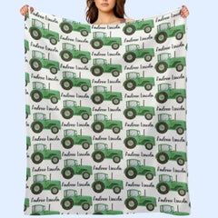 Farm Tractor Custom Name Blanket - Gifts for baby - OLESA