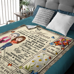 Feel My Love Within Hugging Cartoon Mom Daughter Flower Butterfly Personalized Fleece Blanket - OLESA