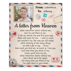 For Every Time You Think Of Me I'm Right There In Your Heart - Memorial Personalized Custom Blanket - Upload Image, Sympathy Gift, Christmas Gift For Family Members - OLESA
