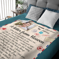 For Every Time You Think Of Me I'm Right There In Your Heart - Memorial Personalized Custom Blanket - Upload Image, Sympathy Gift, Christmas Gift For Family Members - OLESA