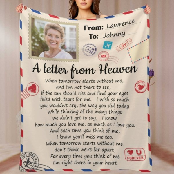 For Every Time You Think Of Me I'm Right There In Your Heart - Memorial Personalized Custom Blanket - Upload Image, Sympathy Gift, Christmas Gift For Family Members - OLESA