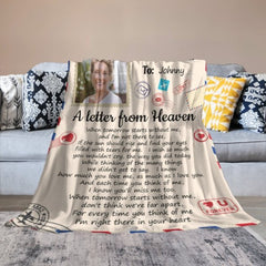 For Every Time You Think Of Me I'm Right There In Your Heart - Memorial Personalized Custom Blanket - Upload Image, Sympathy Gift, Christmas Gift For Family Members - OLESA