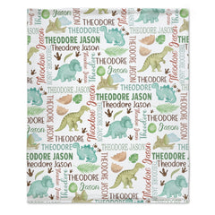 Free Shipping✈️Baby Boy Personalized Dinosaur Baby Name Blanket - OLESA