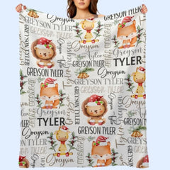 Free Shipping✈️Christmas Safari Name Custom Baby Blanket - OLESA