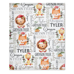 Free Shipping✈️Christmas Safari Name Custom Baby Blanket - OLESA