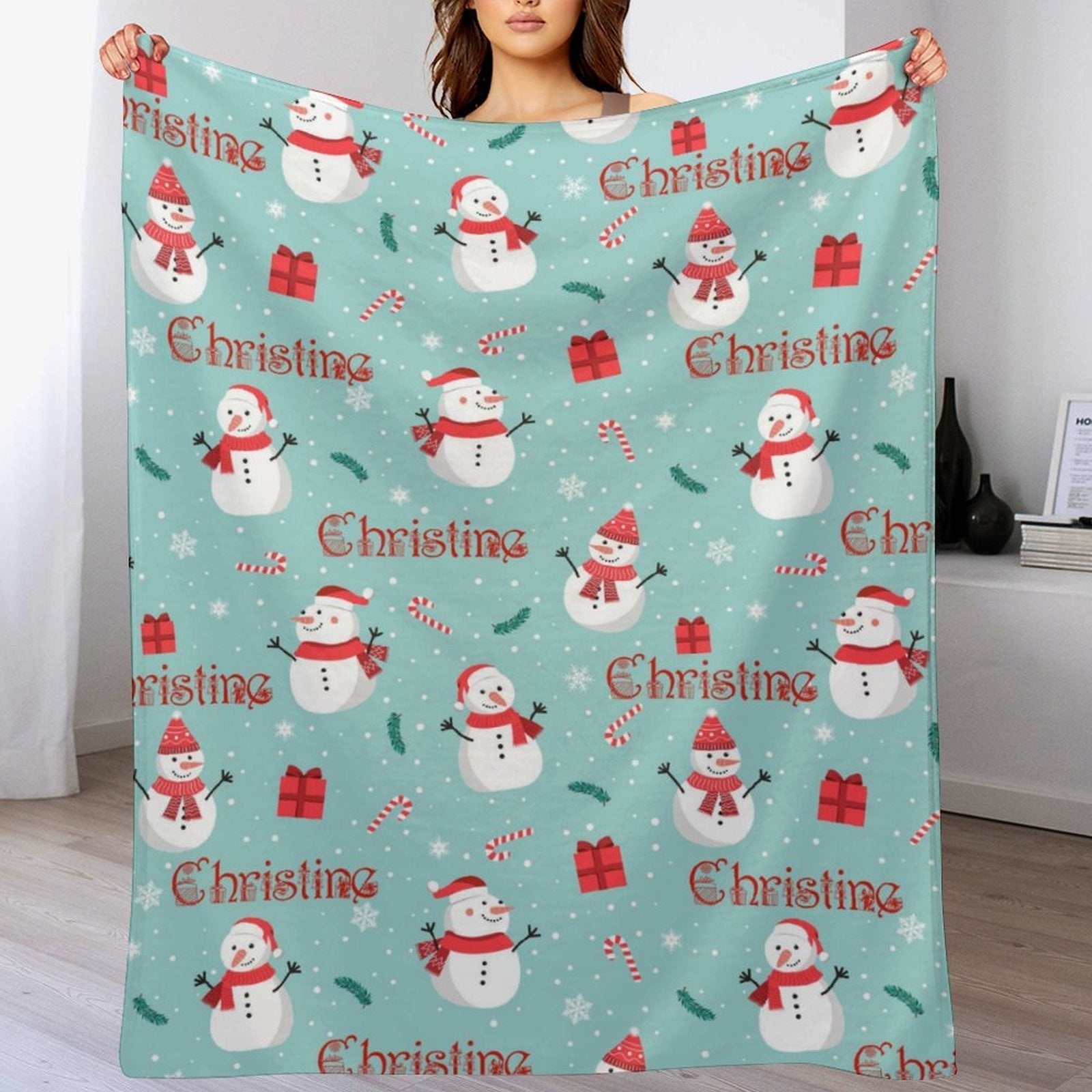 Free Shipping✈️Christmas Snowman Personalized Name Blanket Christmas Gift - OLESA