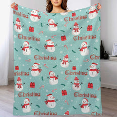 Free Shipping✈️Christmas Snowman Personalized Name Blanket Christmas Gift - OLESA