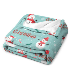 Free Shipping✈️Christmas Snowman Personalized Name Blanket Christmas Gift - OLESA