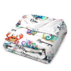 Free Shipping✈️Custom Name Cute Sea Animal Blanket - Gifts for Kids - OLESA