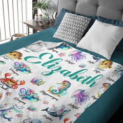Free Shipping✈️Custom Name Cute Sea Animal Blanket - Gifts for Kids - OLESA
