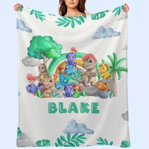 Free Shipping✈️Cute Baby Dinosaur Personalized Custom Blanket - Gifts for Kids - OLESA