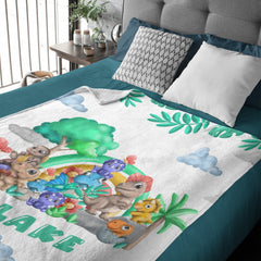 Free Shipping✈️Cute Baby Dinosaur Personalized Custom Blanket - Gifts for Kids - OLESA