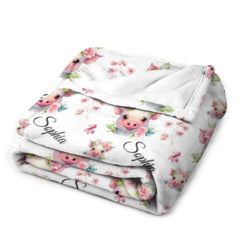 Free Shipping✈️Cute Piggy Name Custom Blanket - Gifts for Kids - OLESA