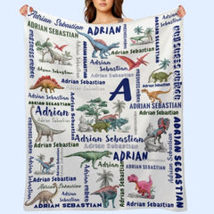 Free Shipping✈️Dinosaur Name Personalized Custom Blanket - Gifts for Kids - OLESA