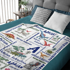Free Shipping✈️Dinosaur Name Personalized Custom Blanket - Gifts for Kids - OLESA