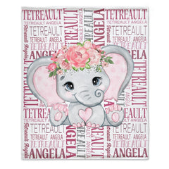 Free Shipping✈️Elephant Name Personalized Blanket - Gift Ideas for Kids - OLESA