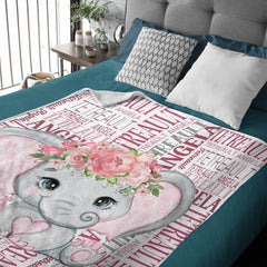 Free Shipping✈️Elephant Name Personalized Blanket - Gift Ideas for Kids - OLESA