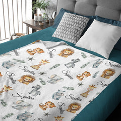 Free Shipping✈️Friends of the Forest Name Custom Blanket - Gift Ideas for Kids - OLESA