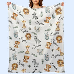 Free Shipping✈️Friends of the Forest Name Custom Blanket - Gift Ideas for Kids - OLESA