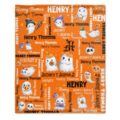Free Shipping✈️Halloween Cute Ghost Name Custom Blanket - Halloween Gifts - OLESA