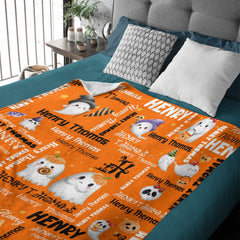 Free Shipping✈️Halloween Cute Ghost Name Custom Blanket - Halloween Gifts - OLESA