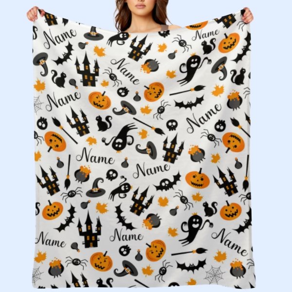 Free Shipping✈️Halloween Name Personalized Custom Blanket - OLESA